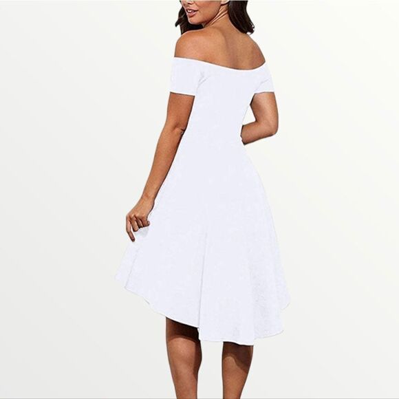 NWT Sarin Mathews Womens Off Shoulder Short Sleeve High Low Cocktail Dress … - Picture 12 of 12